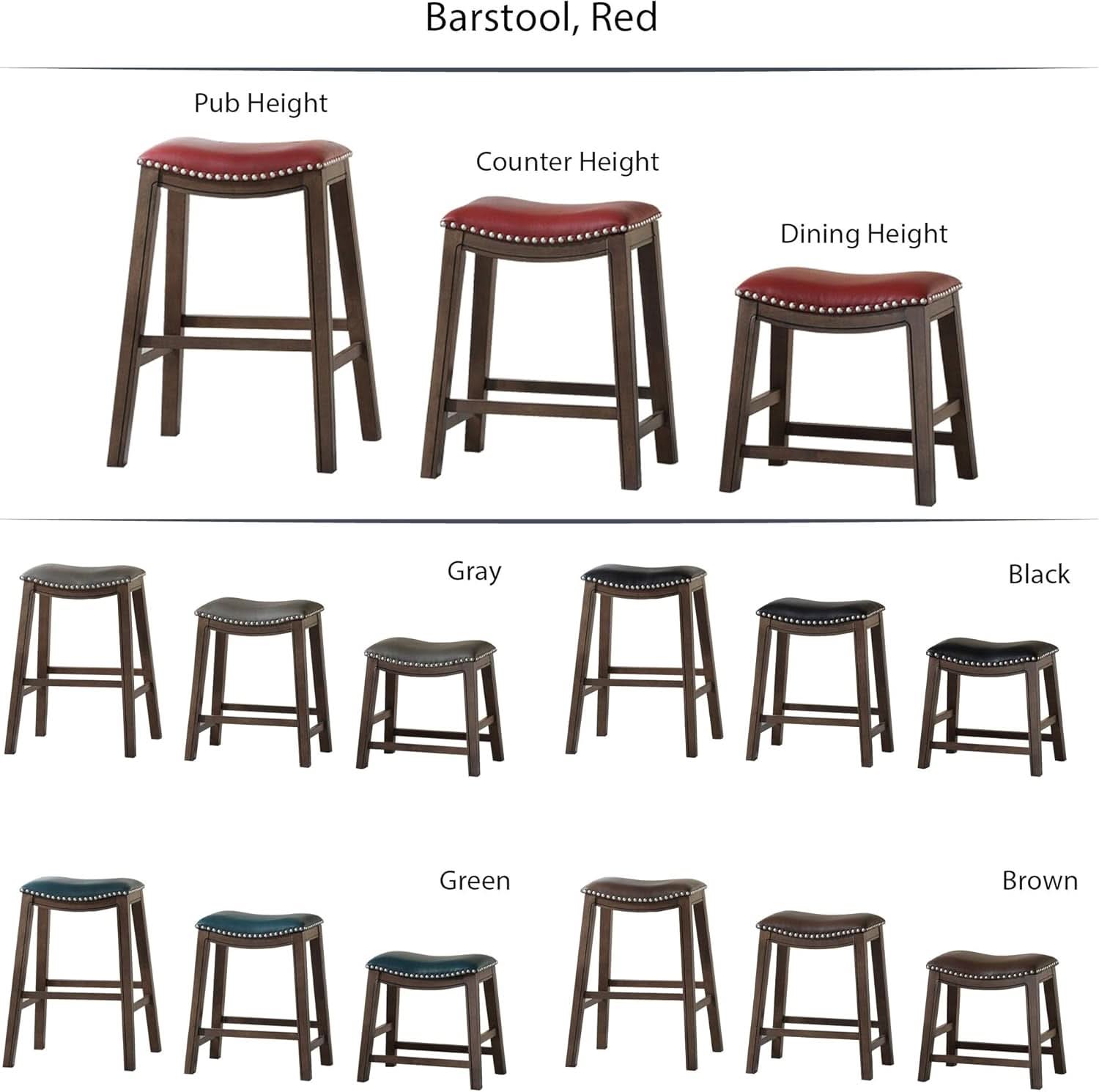 Ordway Saddle Seat Bar Stool Dining Height 19 Inch Red