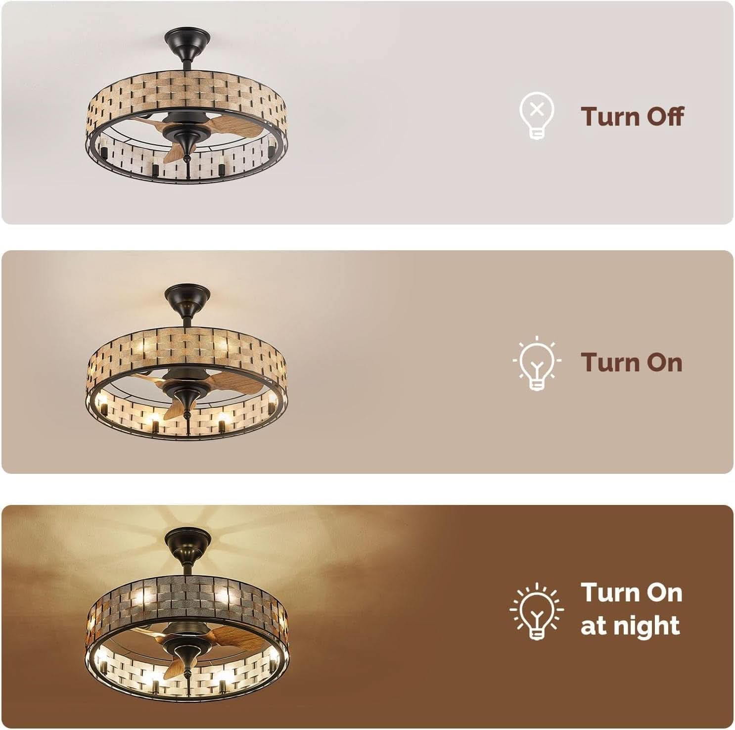 Orison 24 Inch Caged Ceiling Fan With Lights Remote App Control