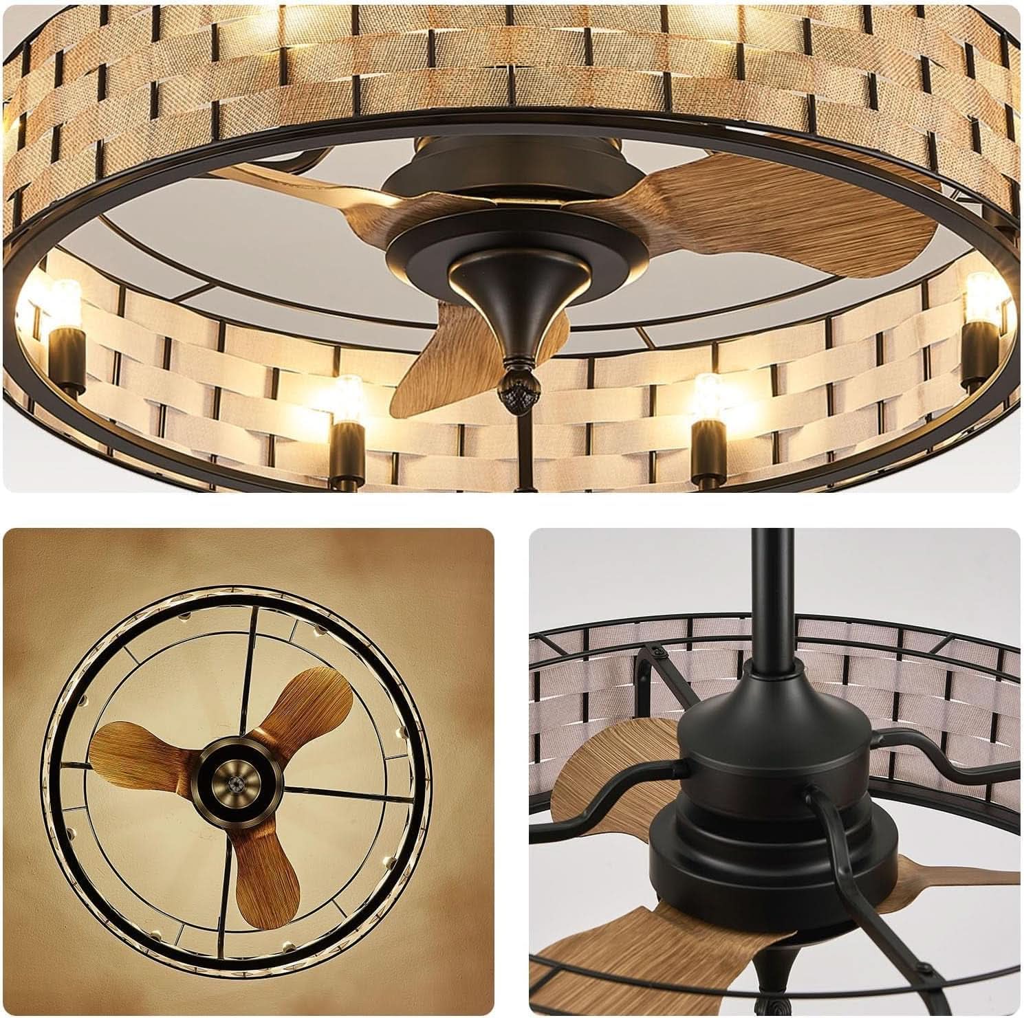 Orison 24 Inch Caged Ceiling Fan With Lights Remote App Control