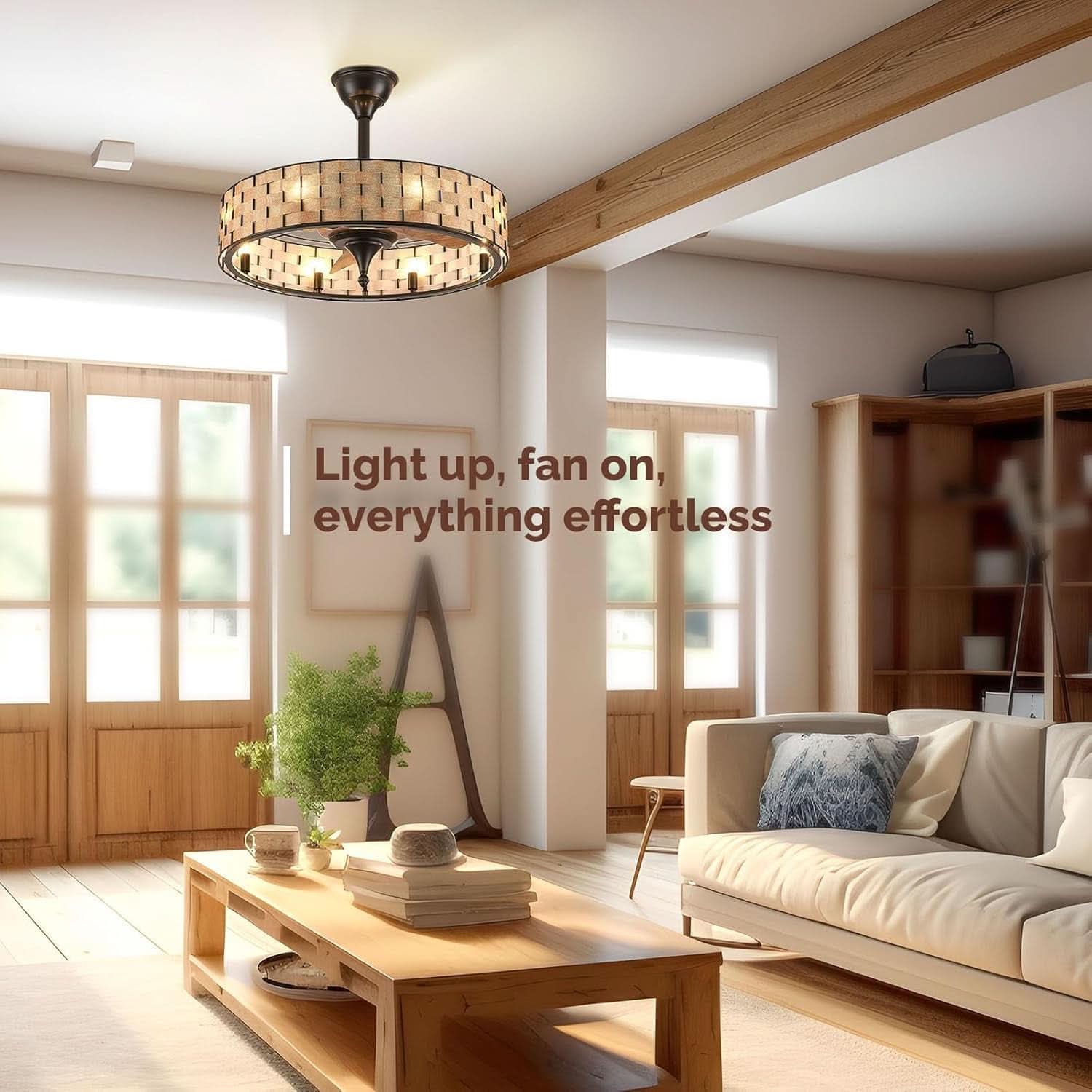 Orison 24 Inch Caged Ceiling Fan With Lights Remote App Control