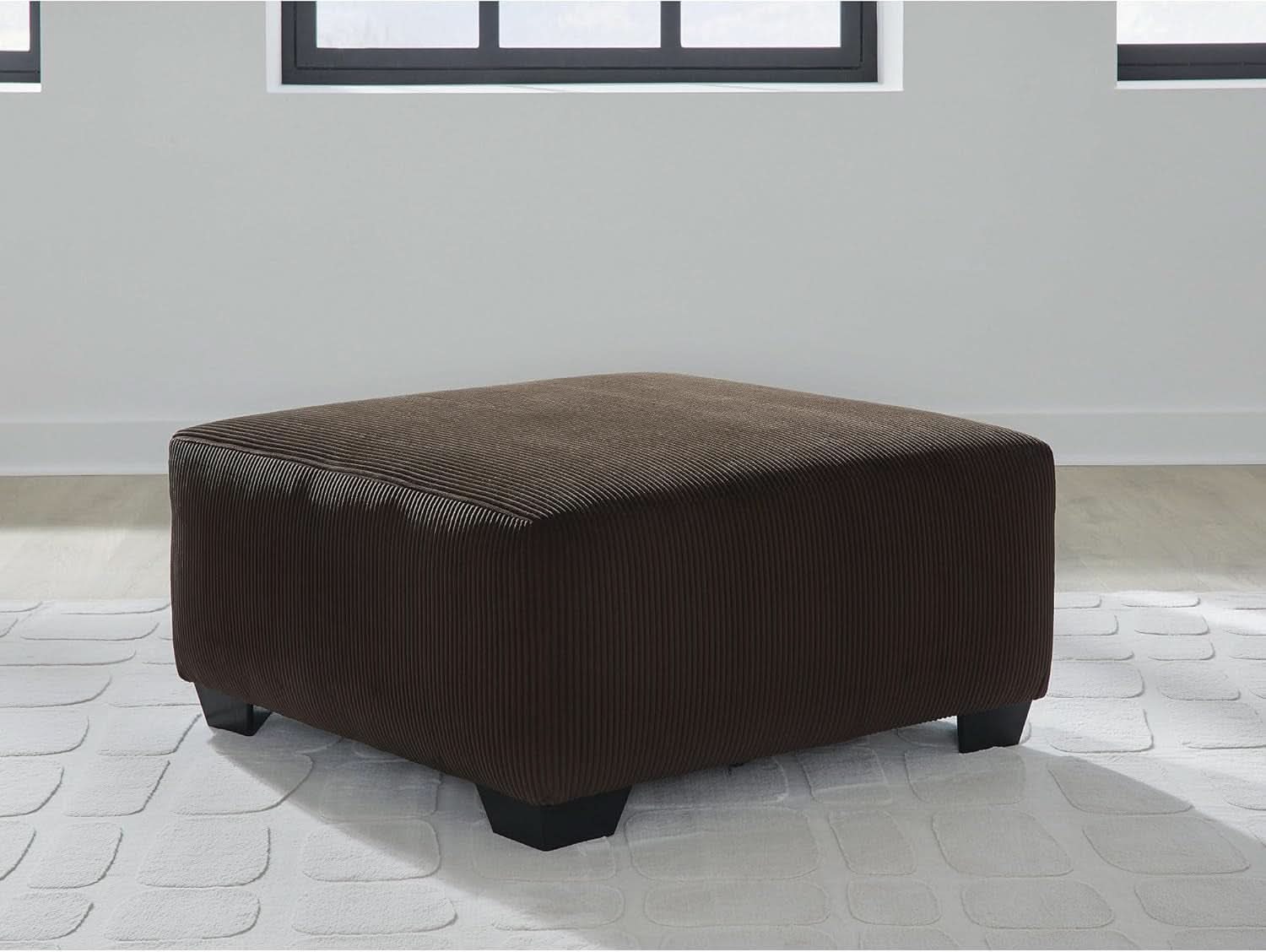 Ottoman Dark Brown Textured Stripe Statement Piece