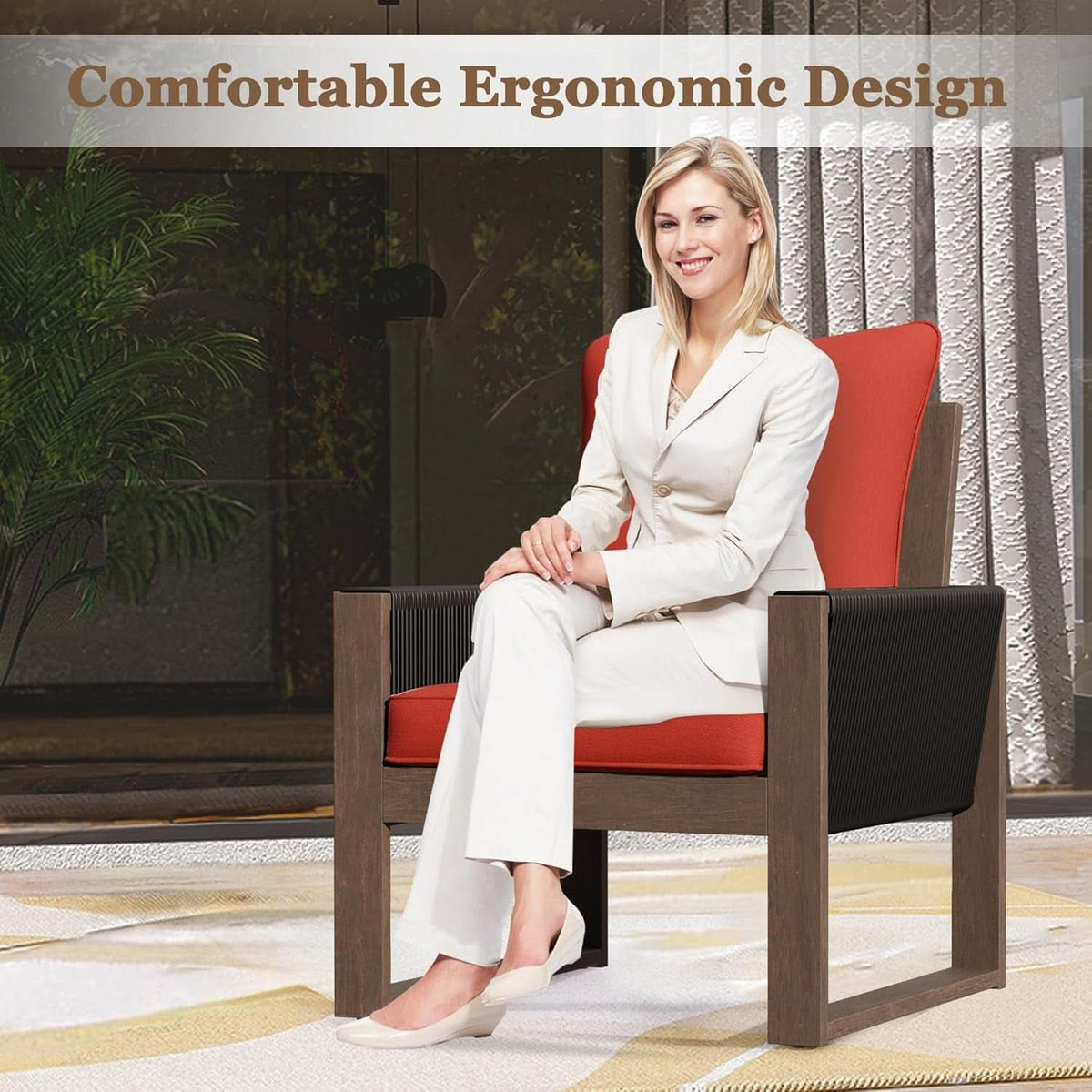 Outdoor 3 Piece Patio Furniture Set with Cushions