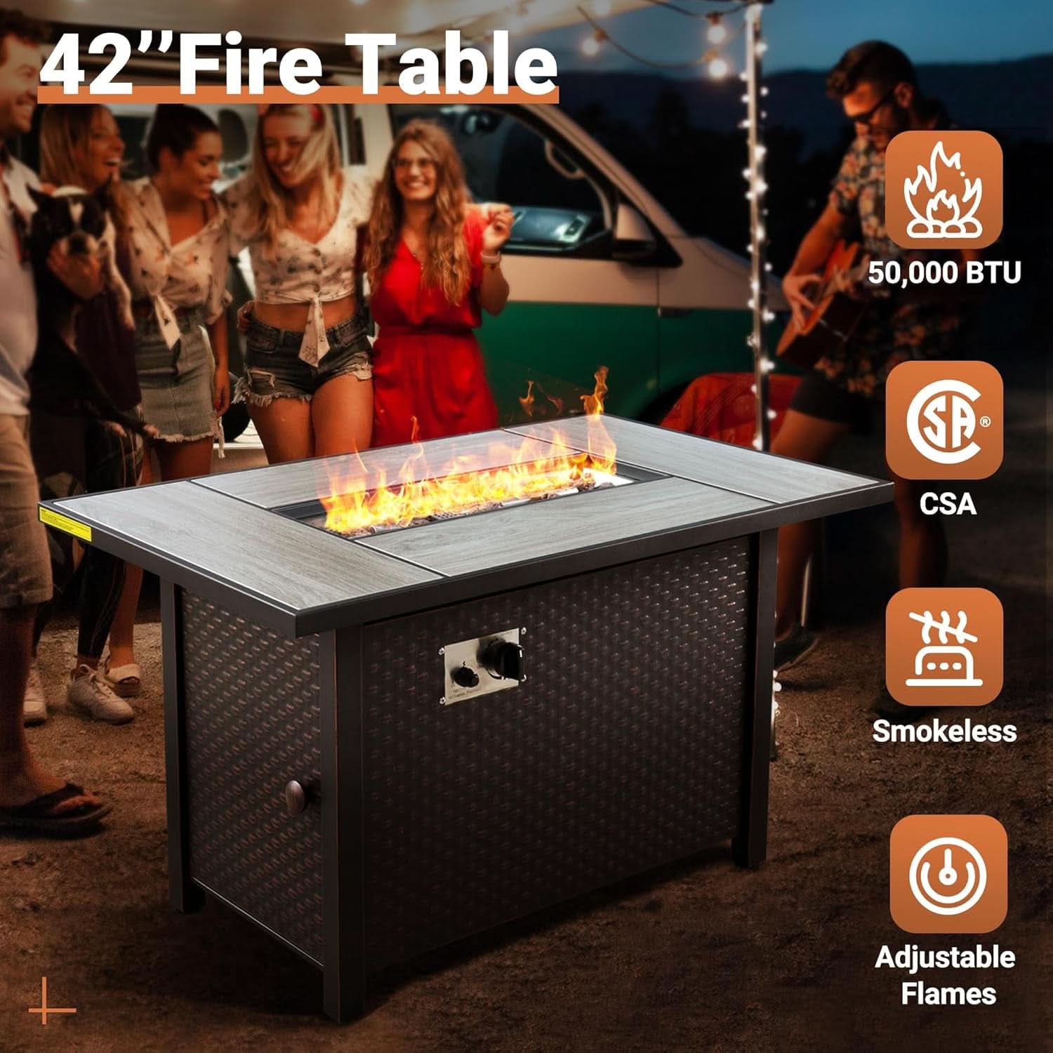 Outdoor 5 Piece Patio Set With Fire Pit Table Dark Grey