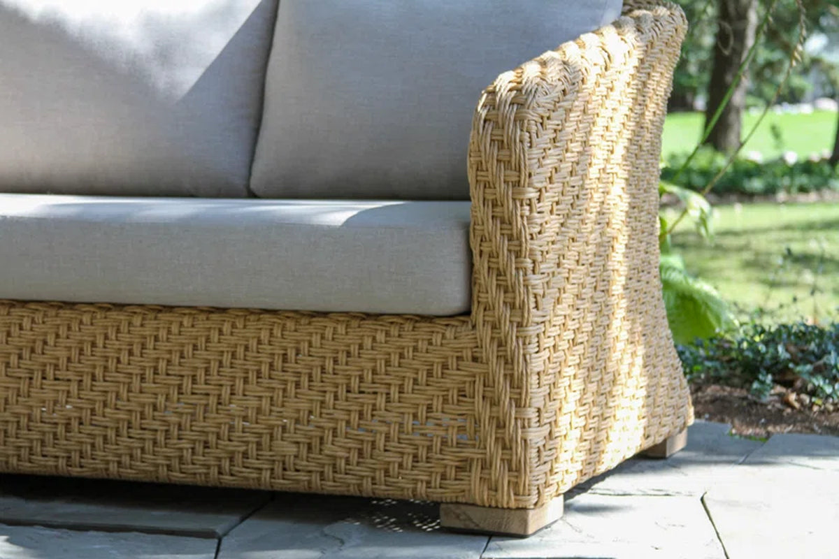 Outdoor All Weather Wicker Five Person Patio Conversation Set With Cushions