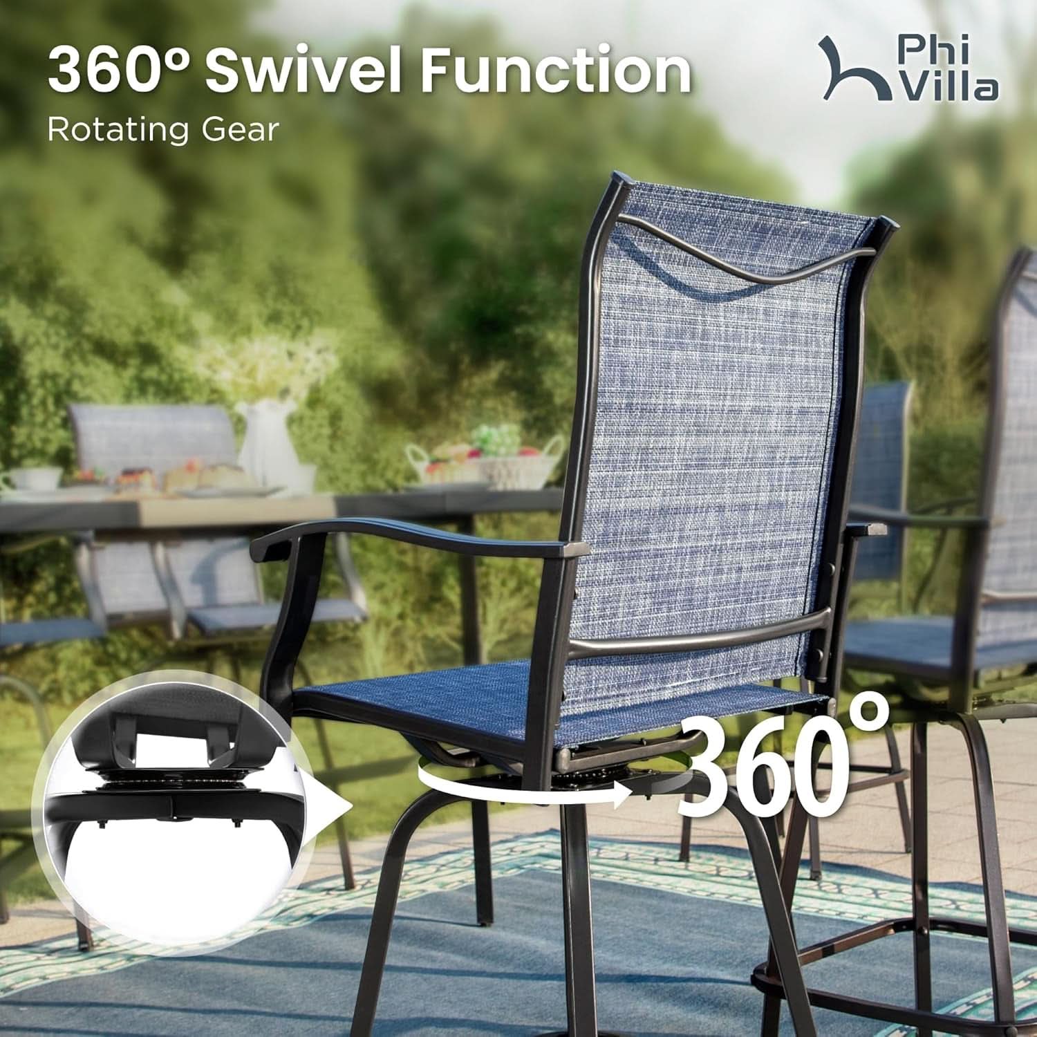 Outdoor Bar Set With Swivel Stools For Patio