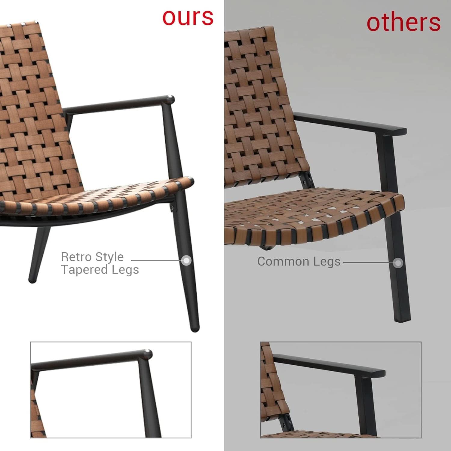 Outdoor Bistro Set 3 Piece Leather Look Wicker Table Brown