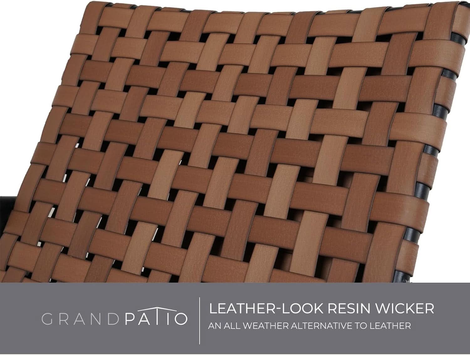 Outdoor Bistro Set 3 Piece Leather Look Wicker Table Brown