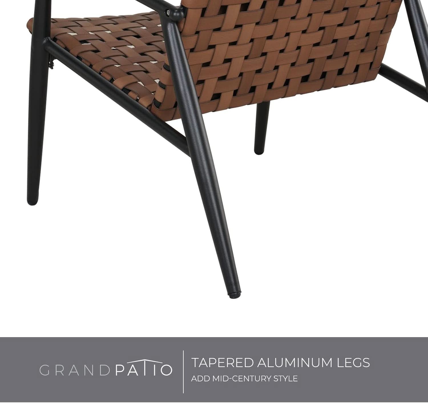 Outdoor Bistro Set 3 Piece Leather Look Wicker Table Brown