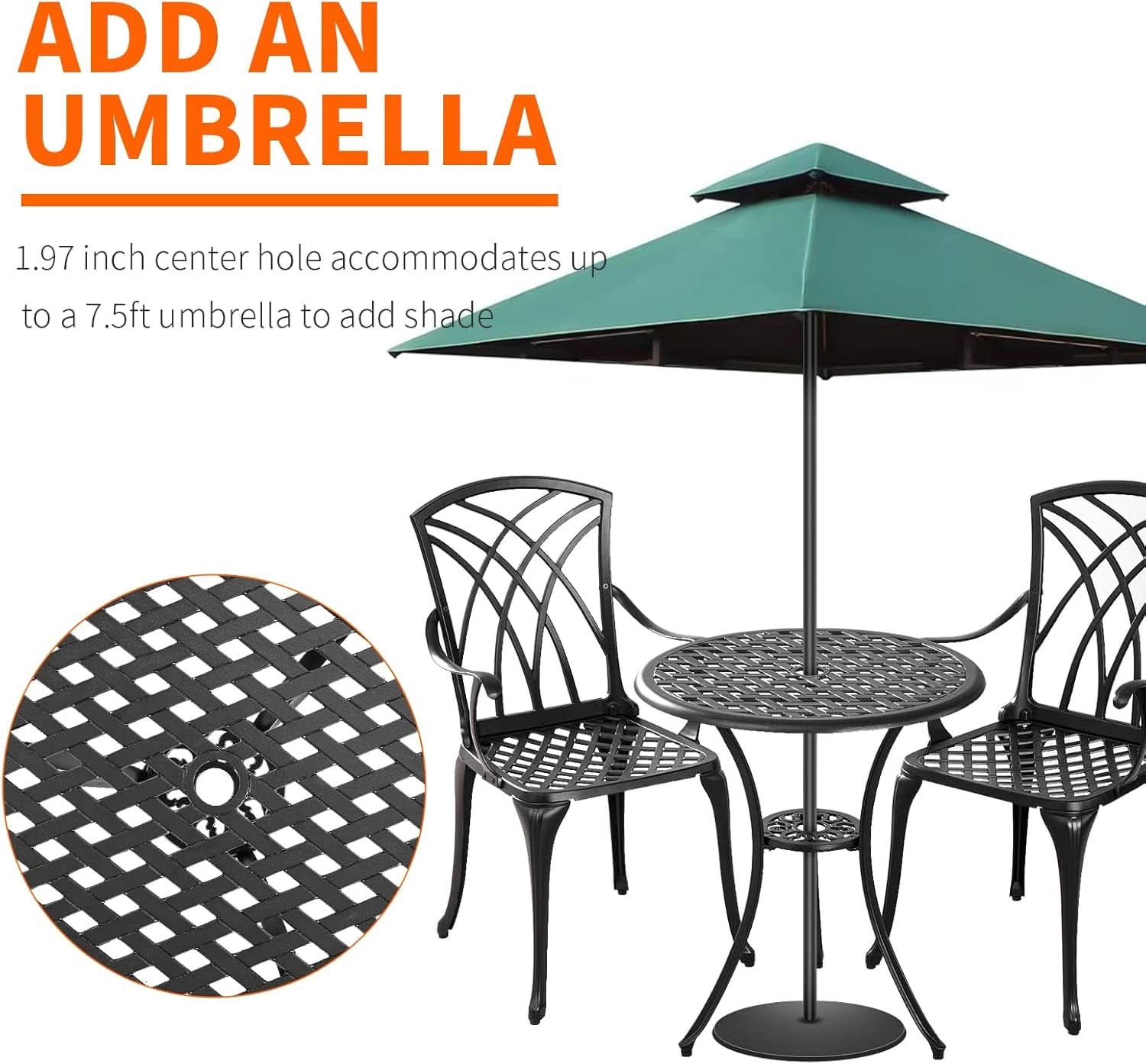 Outdoor Cast Aluminum Bistro Set 3 Piece Table And 2 Chairs Black