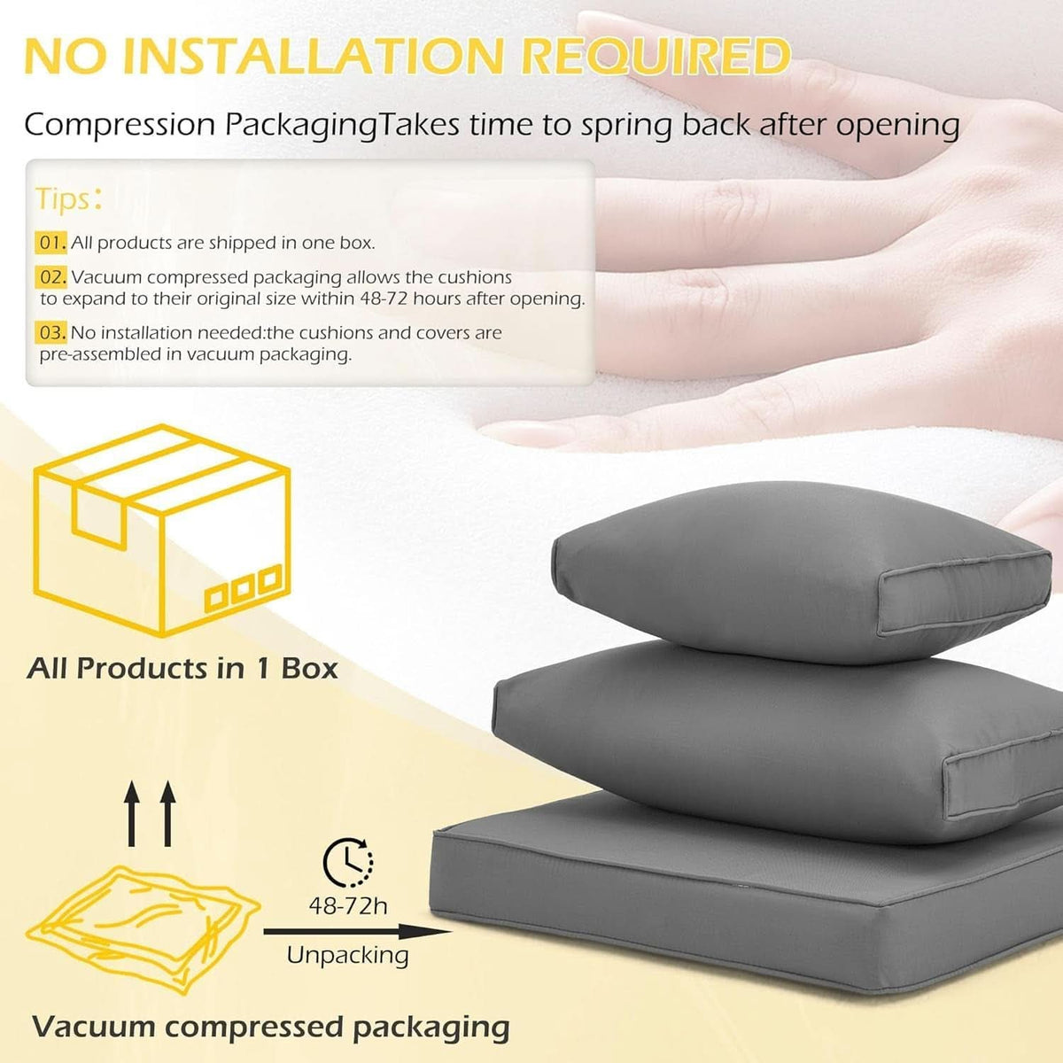Outdoor Cushions 14 Piece Set Gray Water Repellent For 6 Seat Patio Sofa