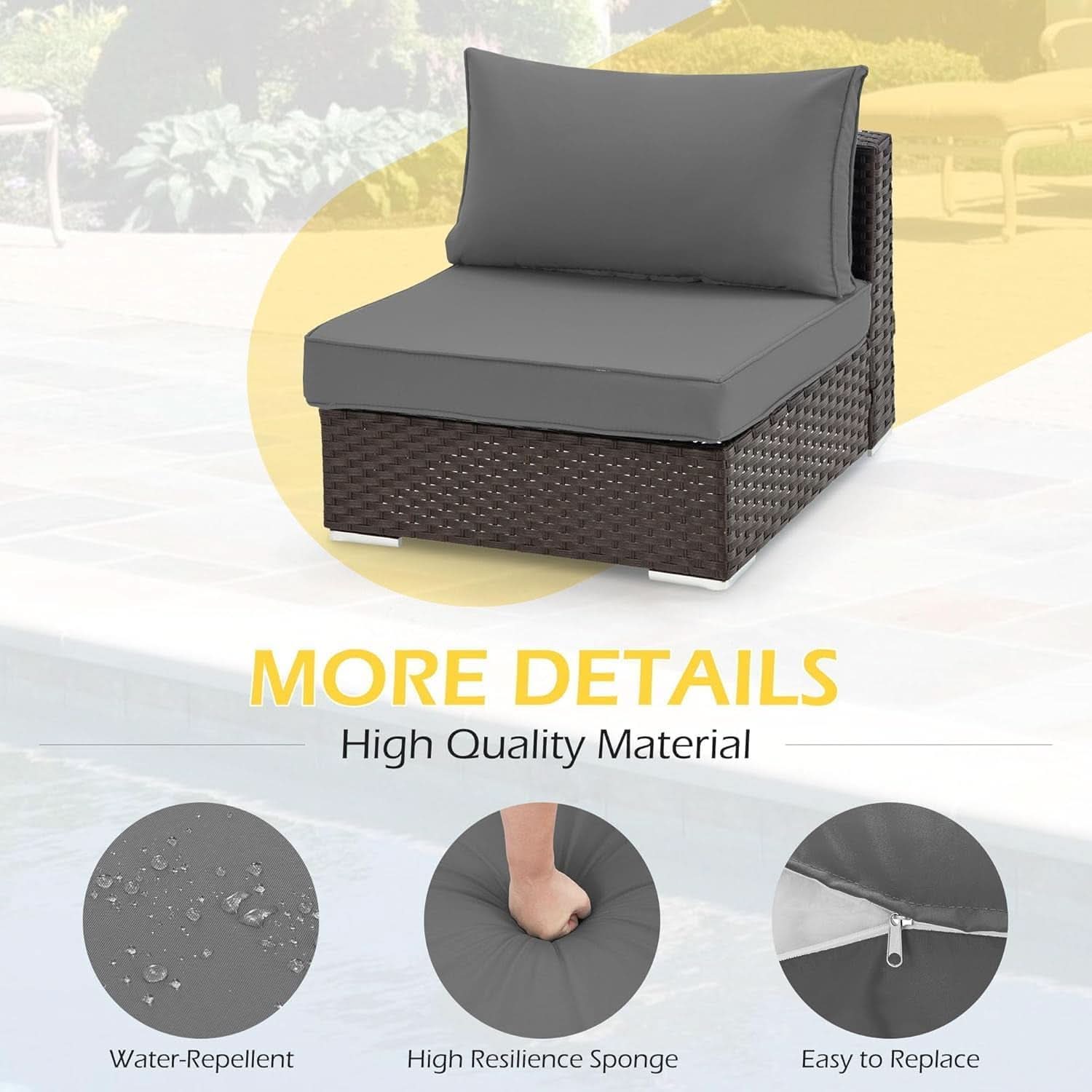 Outdoor Cushions 14 Piece Set Gray Water Repellent For 6 Seat Patio Sofa