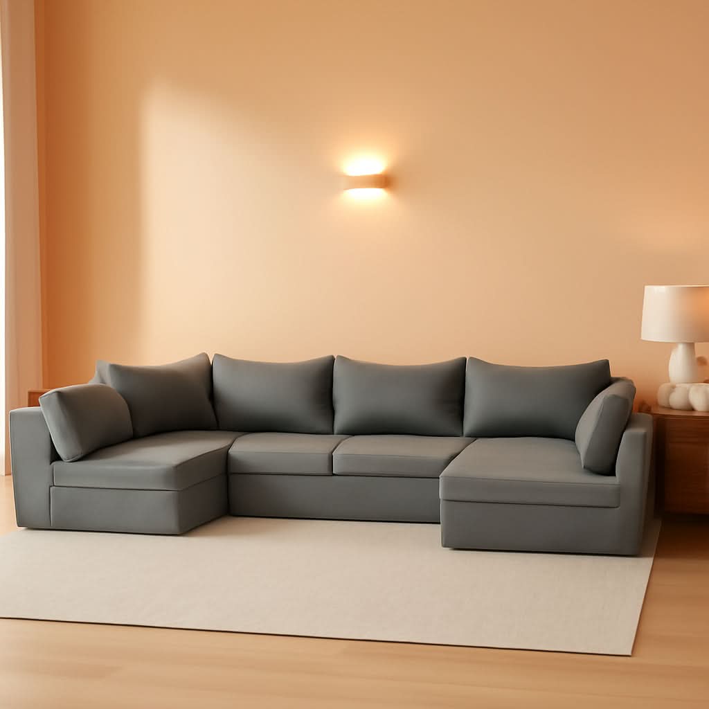 Outdoor Cushions 14 Piece Set Gray Water Repellent For 6 Seat Patio Sofa