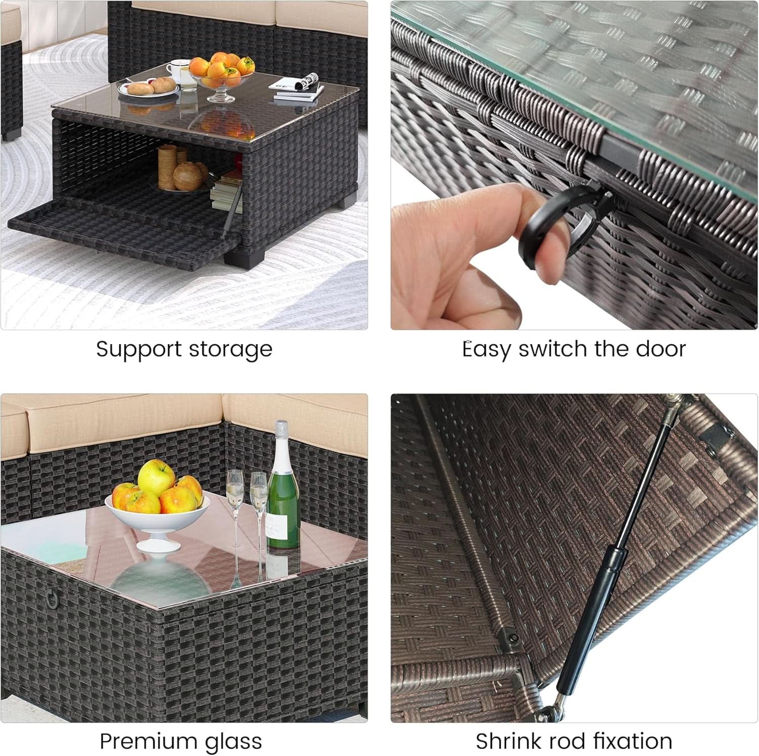 Outdoor Daybed With Canopy Adjustable Backrest 6 Piece Set