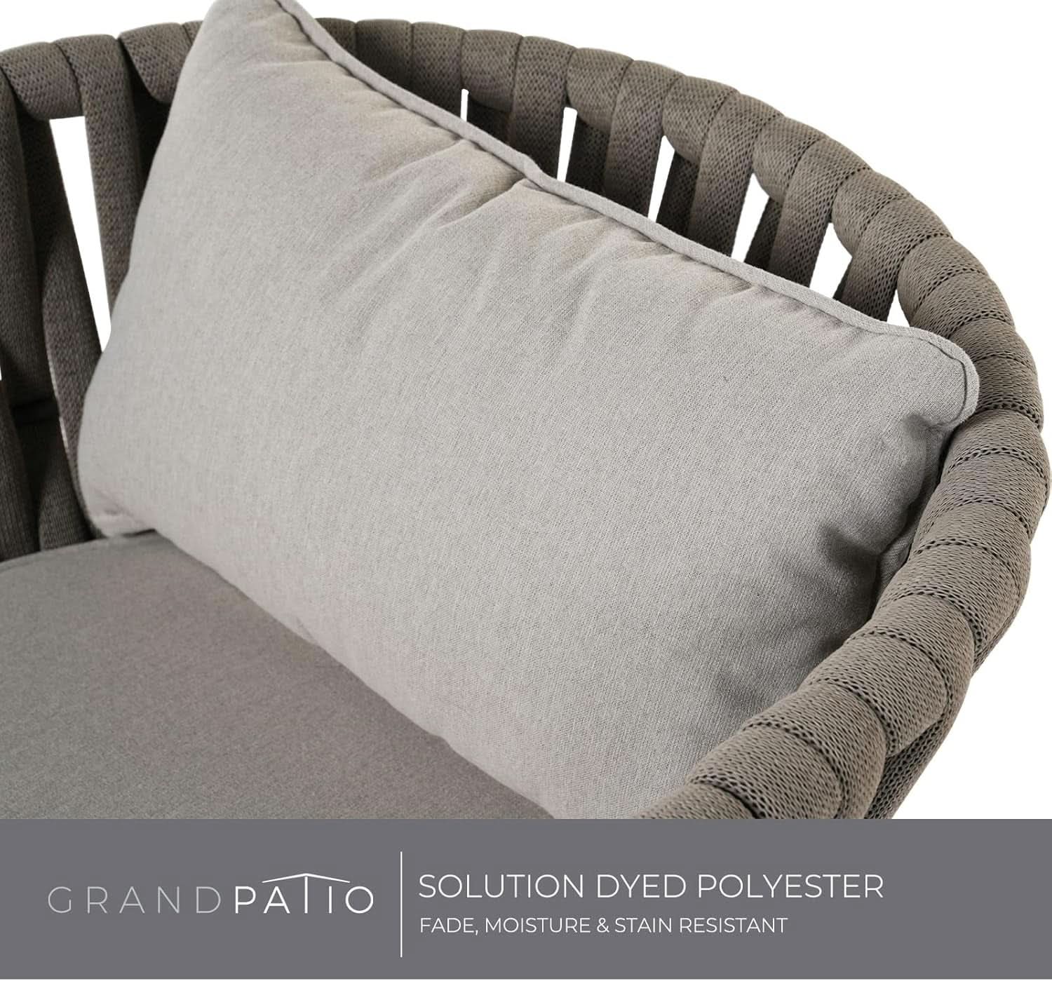 Outdoor Dining Chair Set of 3 Swivel Rope Armchairs Gray