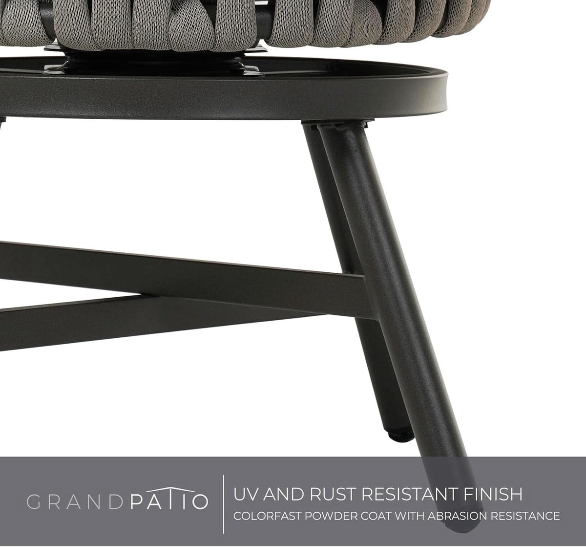 Outdoor Dining Chair Set of 3 Swivel Rope Armchairs Gray