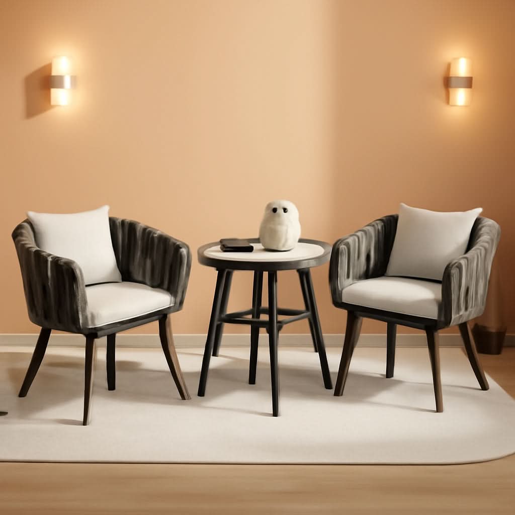 Outdoor Dining Chair Set of 3 Swivel Rope Armchairs Gray