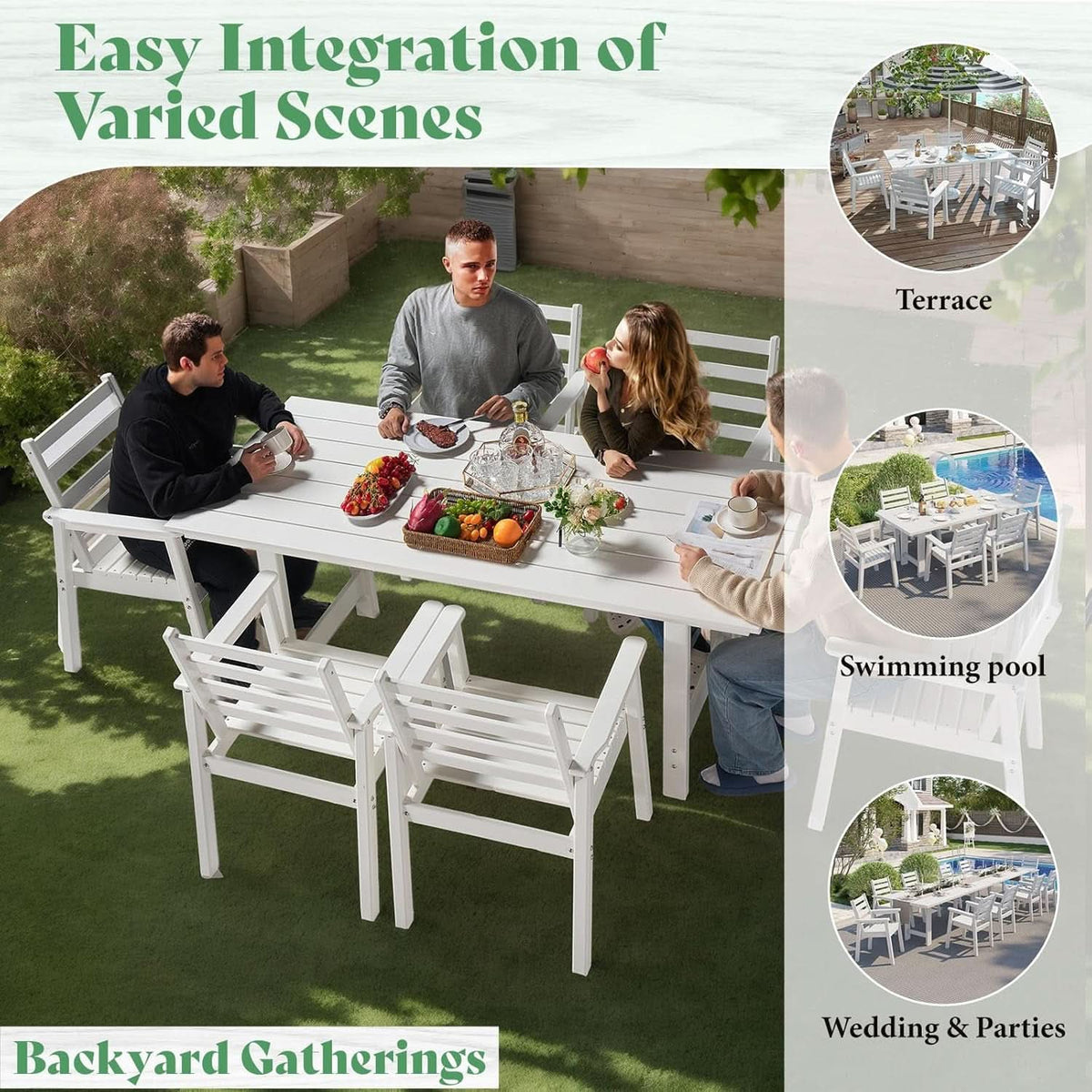 Outdoor Dining Set 71 Inch Umbrella Hole Patio Garden