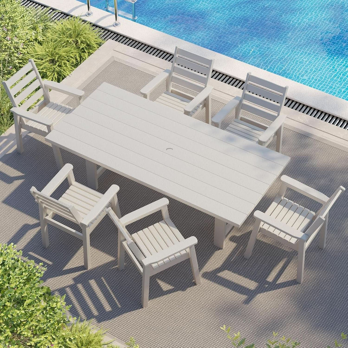 Outdoor Dining Set 71 Inch Umbrella Hole Patio Garden