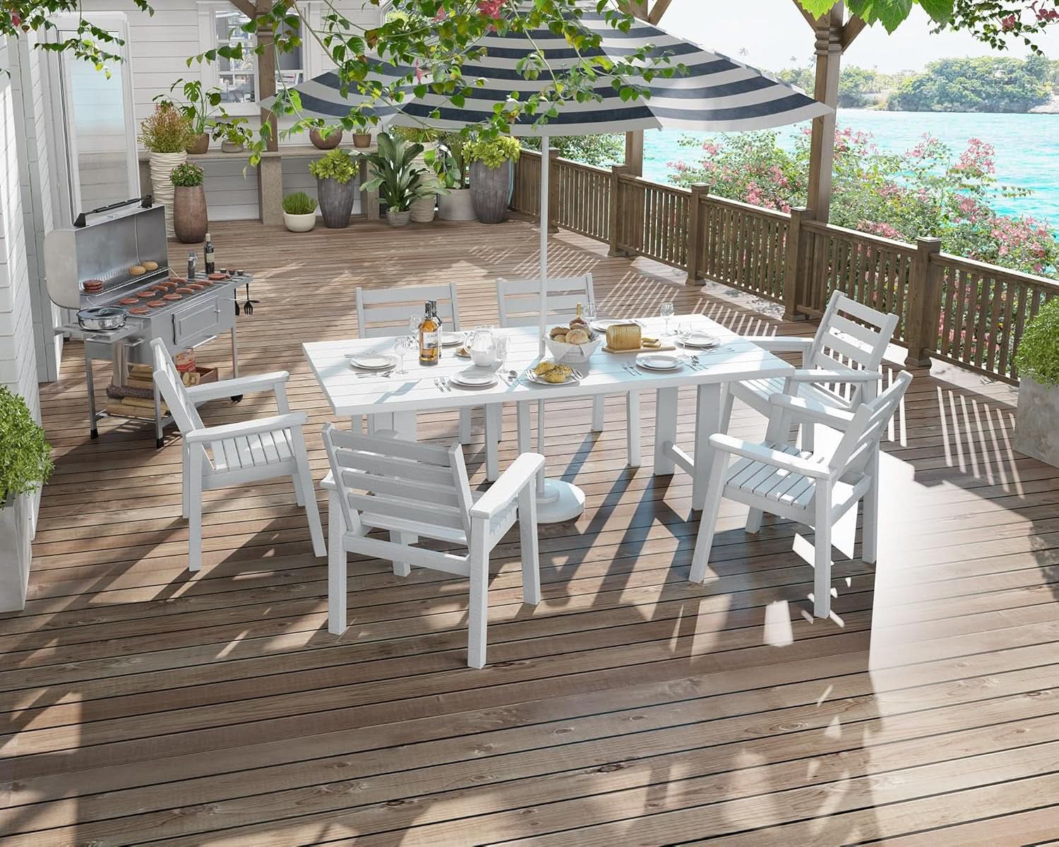 Outdoor Dining Set 71 Inch Umbrella Hole Patio Garden