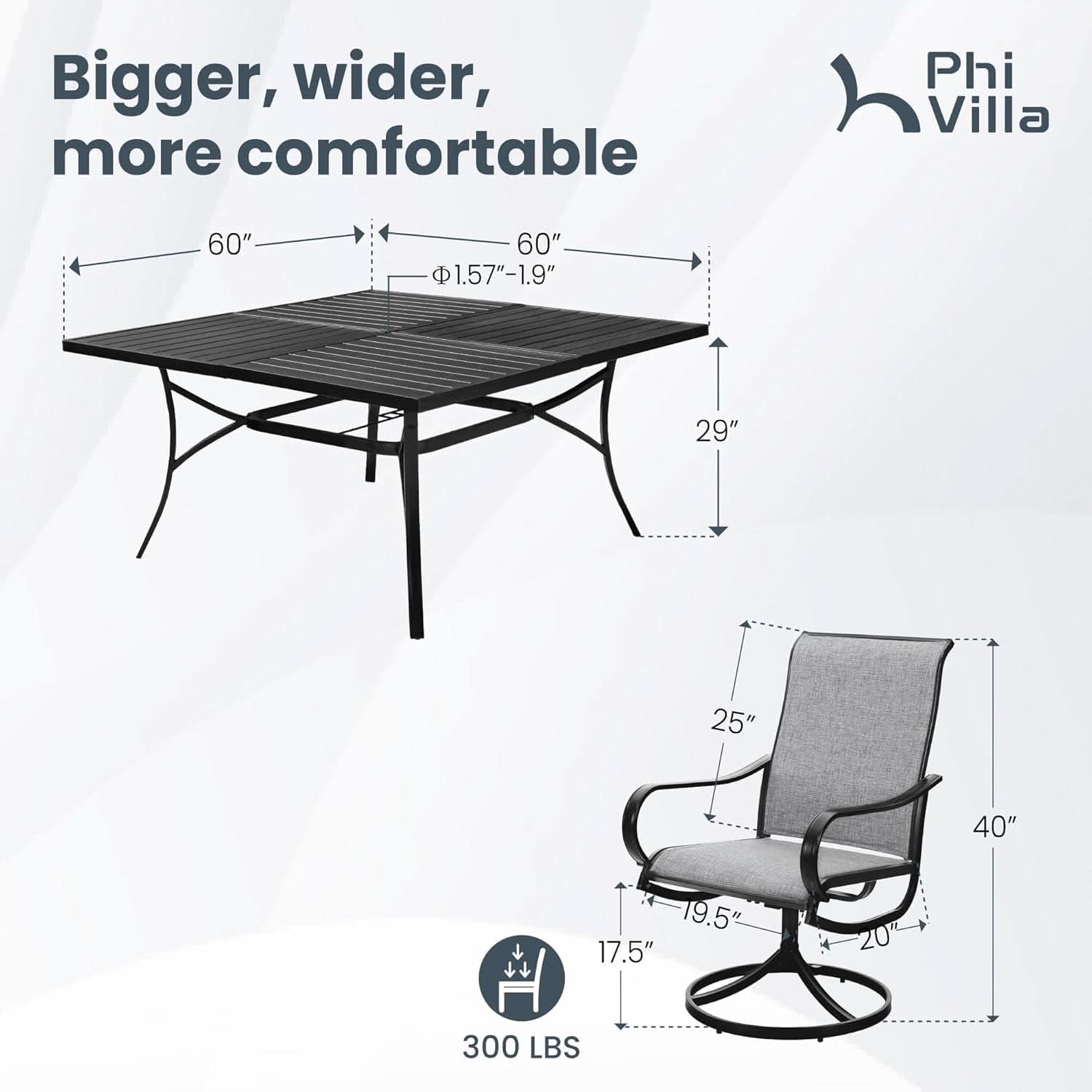 Outdoor Dining Set 9 With Square Table And 8 Swivel Chairs