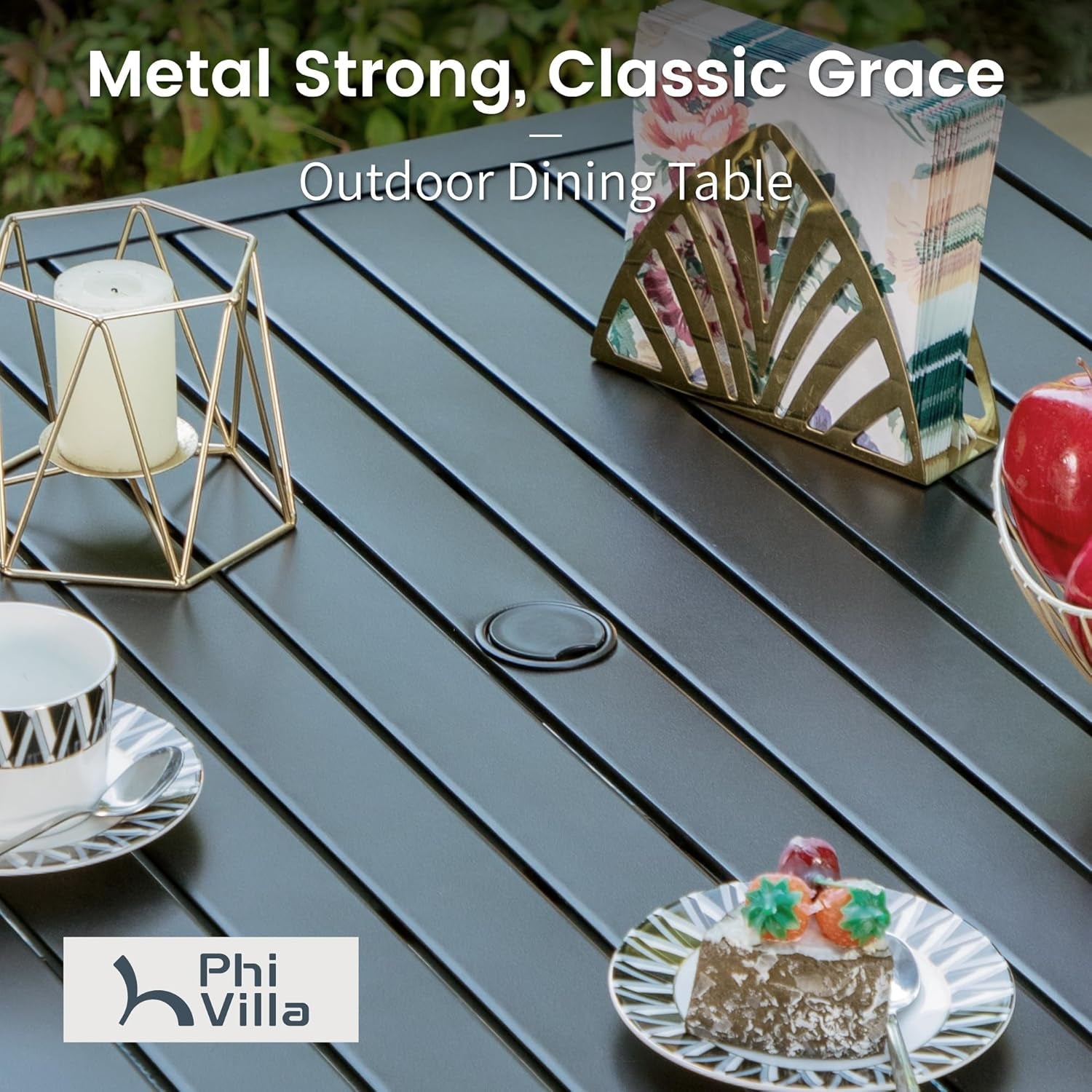 Outdoor Dining Set For 4 With Stackable Chairs And Square Table