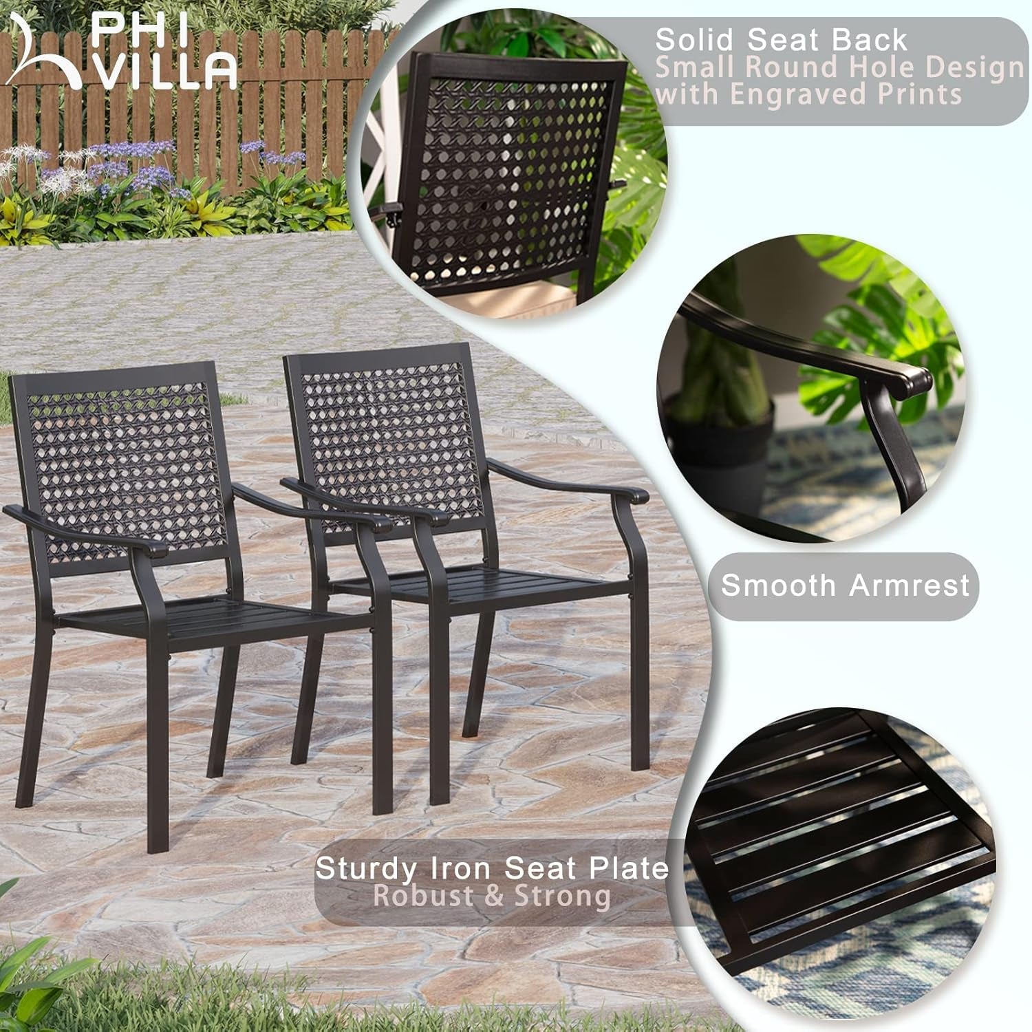Outdoor Dining Set For 4 With Stackable Chairs And Square Table