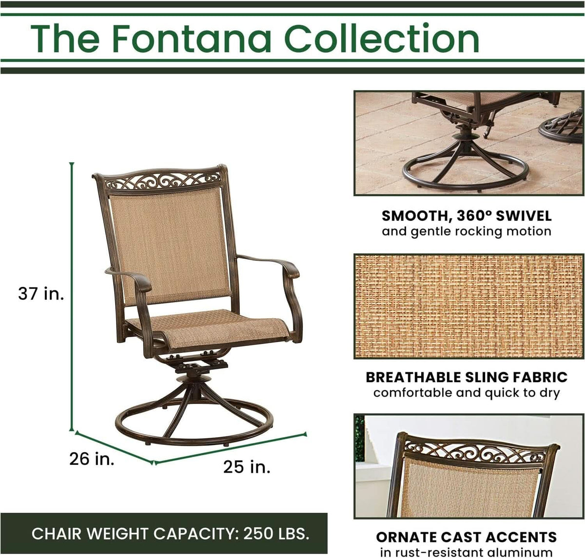 Outdoor Dining Set With Rust Resistant Aluminum And Swivel Rockers 60 Inch Table