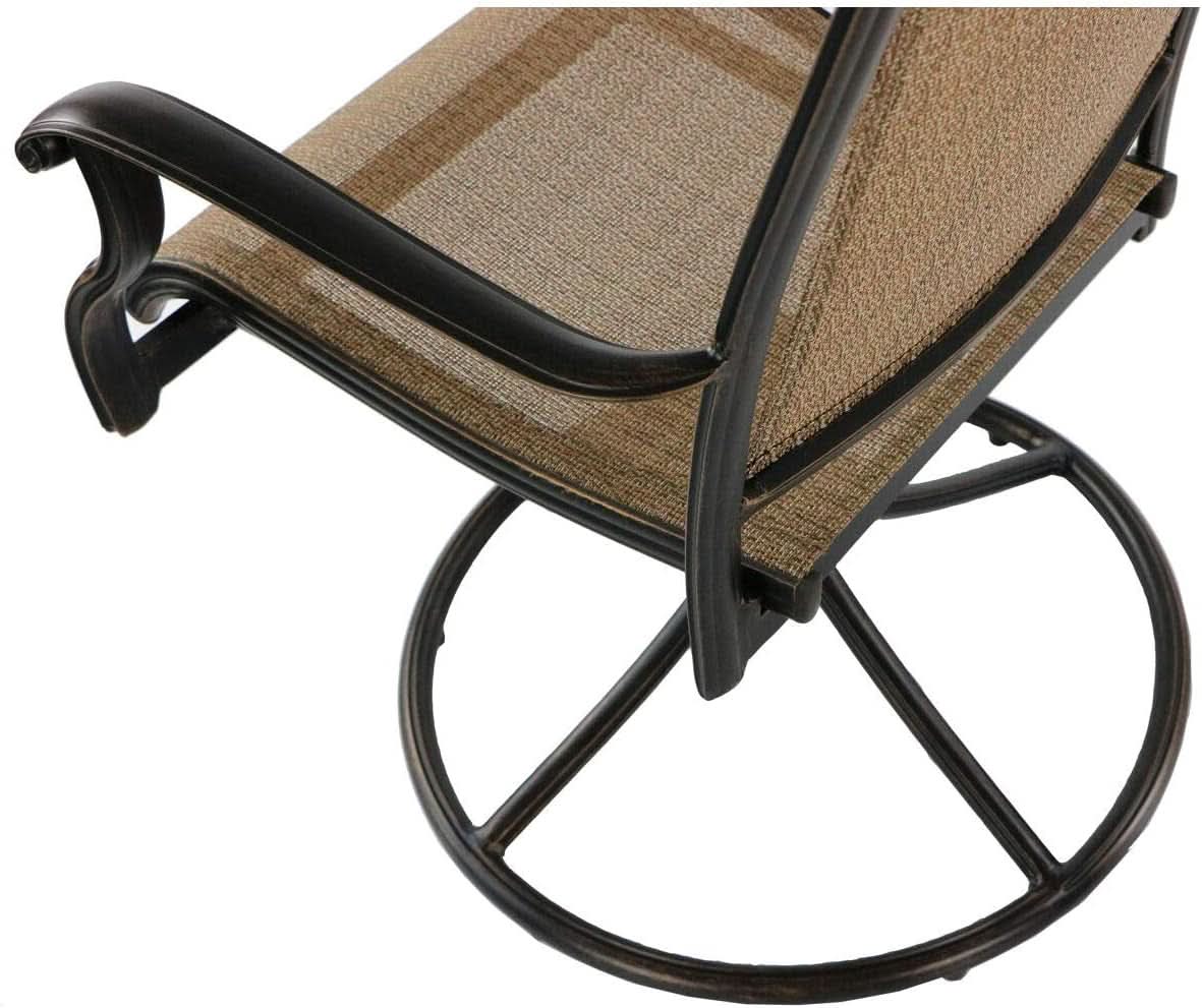 Outdoor Dining Set With Rust Resistant Aluminum And Swivel Rockers 60 Inch Table