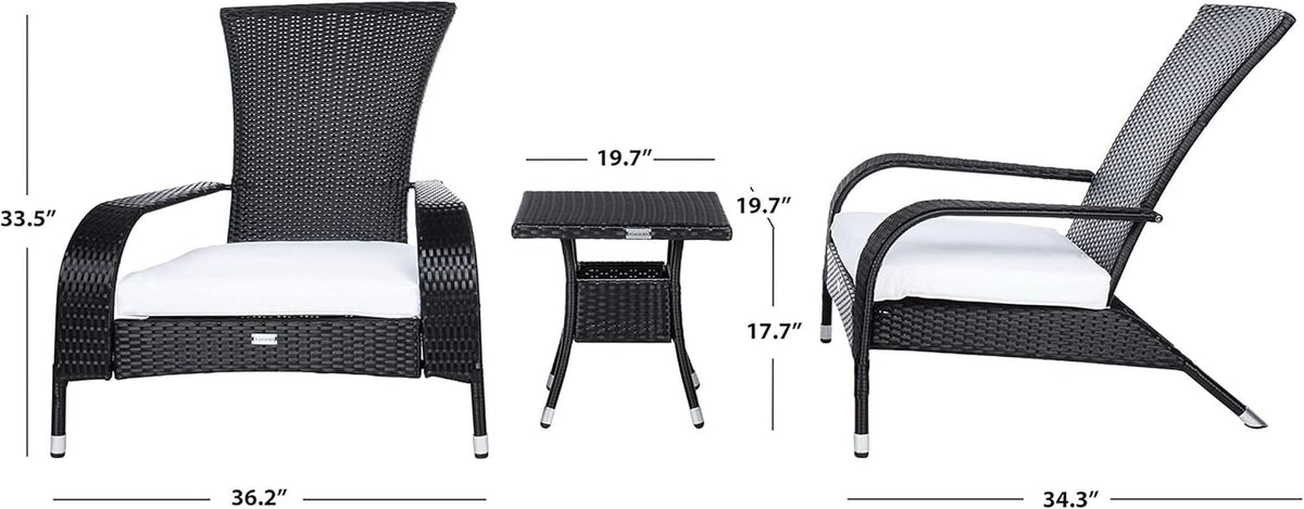 Outdoor Edna Black White Cushion 3 Piece Patio Lounge Set