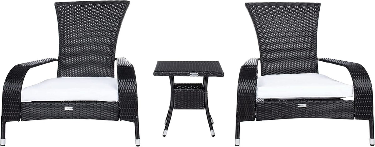 Outdoor Edna Black White Cushion 3 Piece Patio Lounge Set
