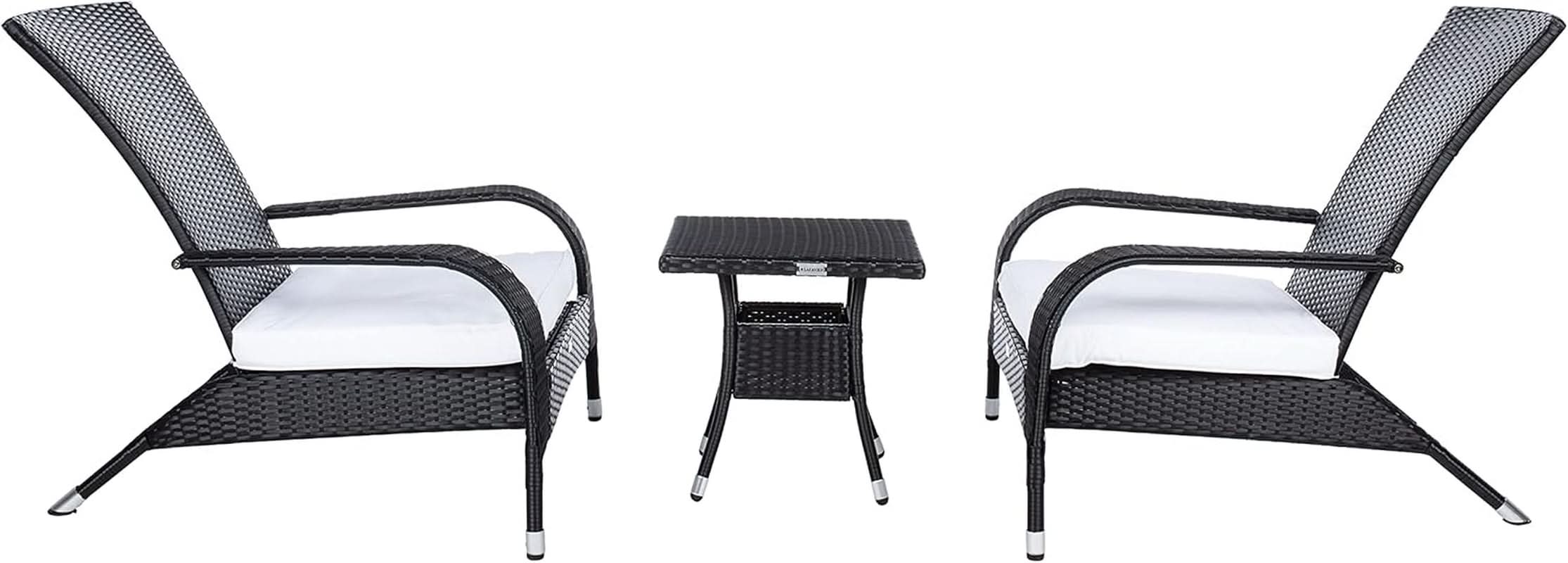 Outdoor Edna Black White Cushion 3 Piece Patio Lounge Set