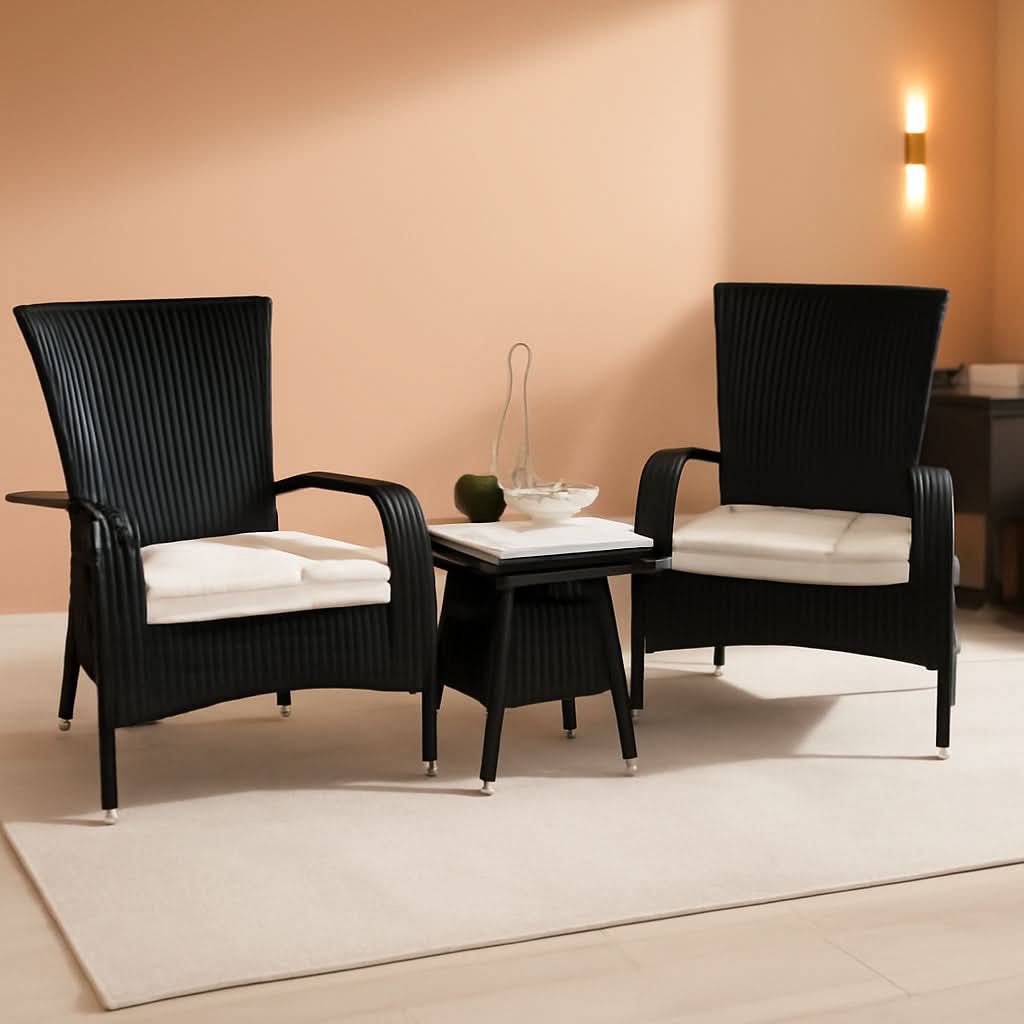 Outdoor Edna Black White Cushion 3 Piece Patio Lounge Set