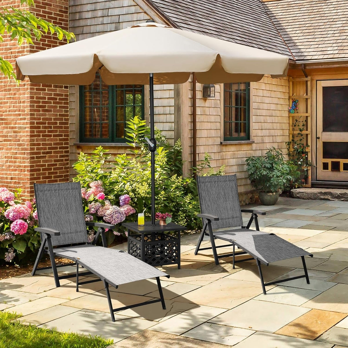 Outdoor Folding Chaise Lounge Chairs Set for Relaxation