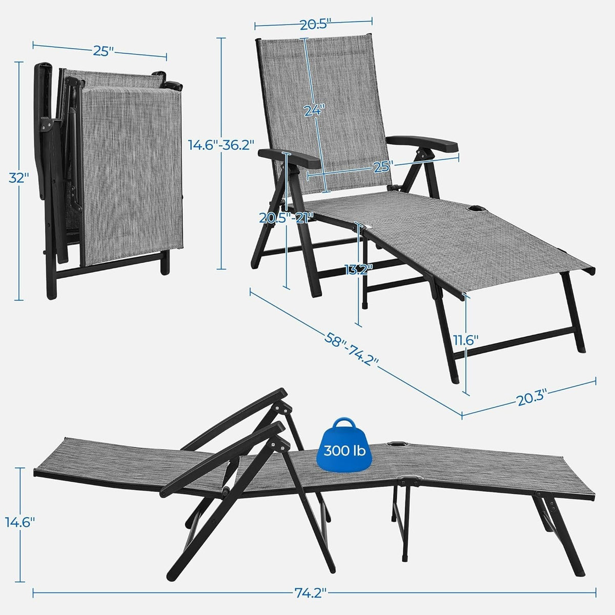 Outdoor Folding Chaise Lounge Chairs Set for Relaxation