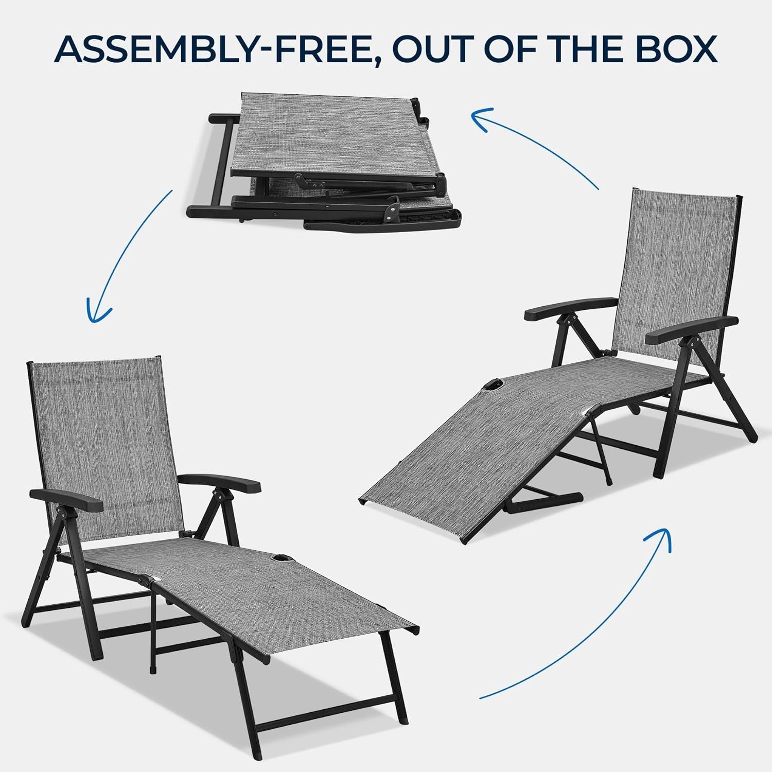 Outdoor Folding Chaise Lounge Chairs Set for Relaxation