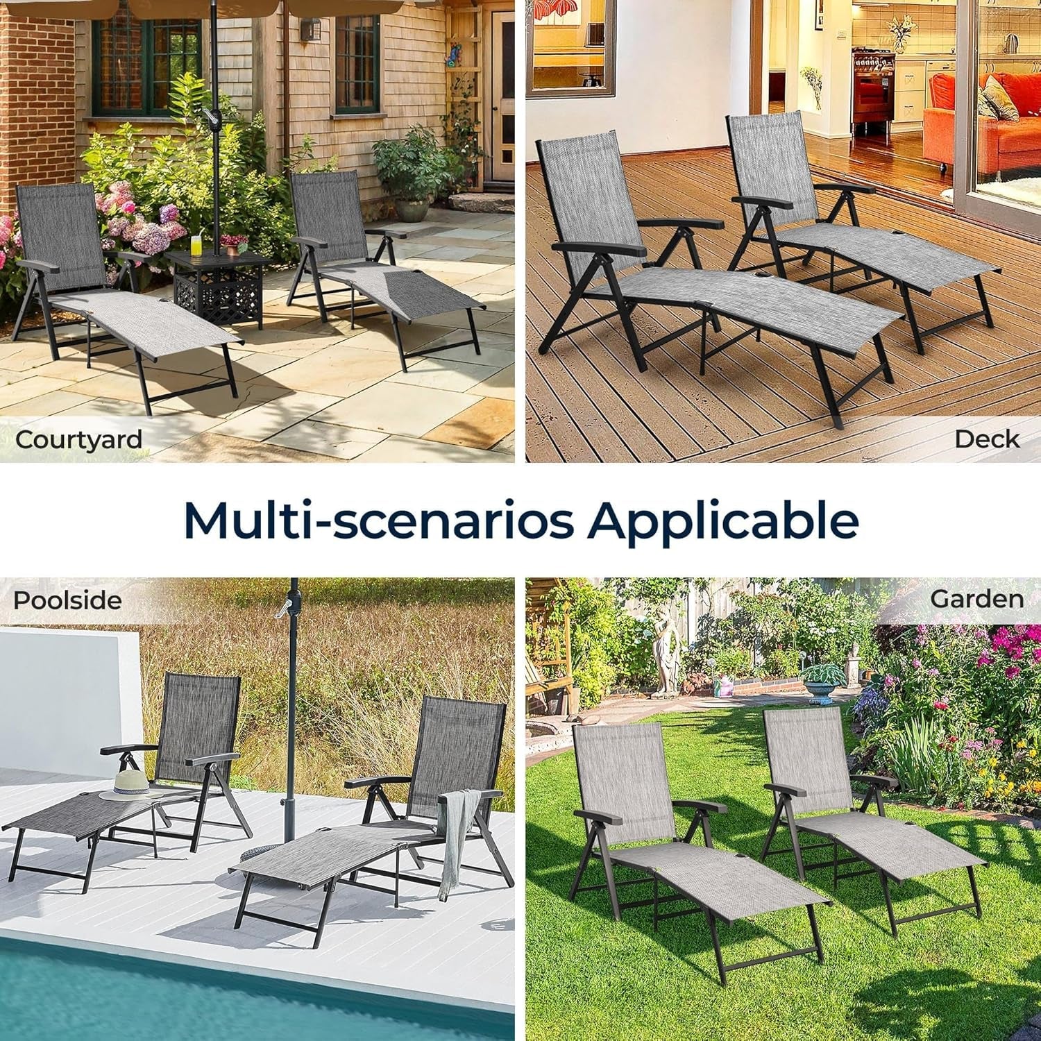 Outdoor Folding Chaise Lounge Chairs Set for Relaxation