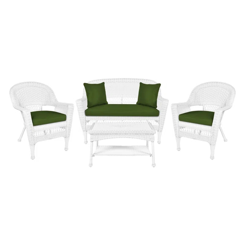 Outdoor Four Person Patio Conversation Set With Cushions