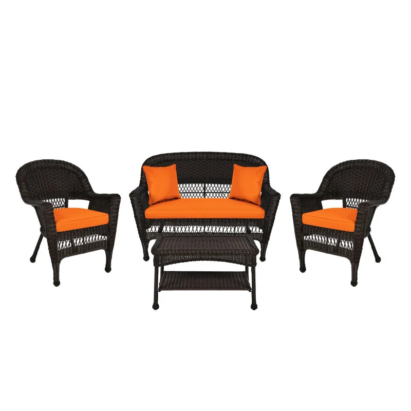 Outdoor Four Person Patio Conversation Set With Cushions