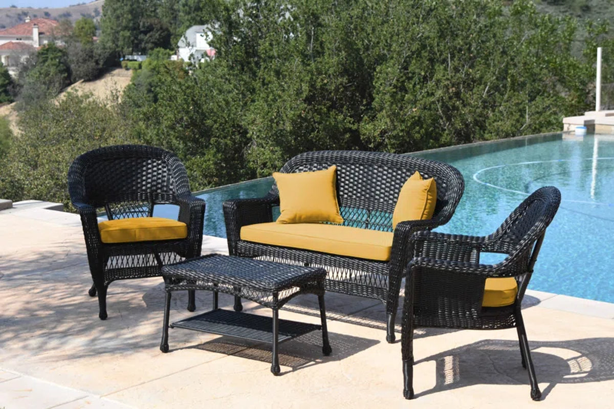 Outdoor Four Person Patio Conversation Set With Cushions