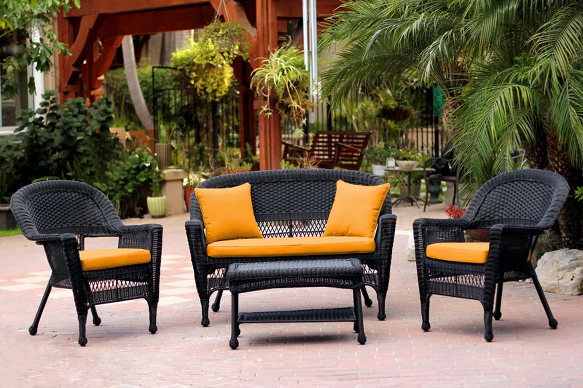 Outdoor Four Person Patio Conversation Set With Cushions