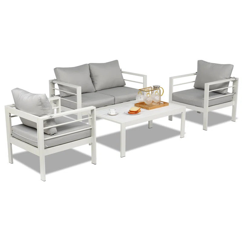 Outdoor Four Piece Patio Conversation Set With Cushions