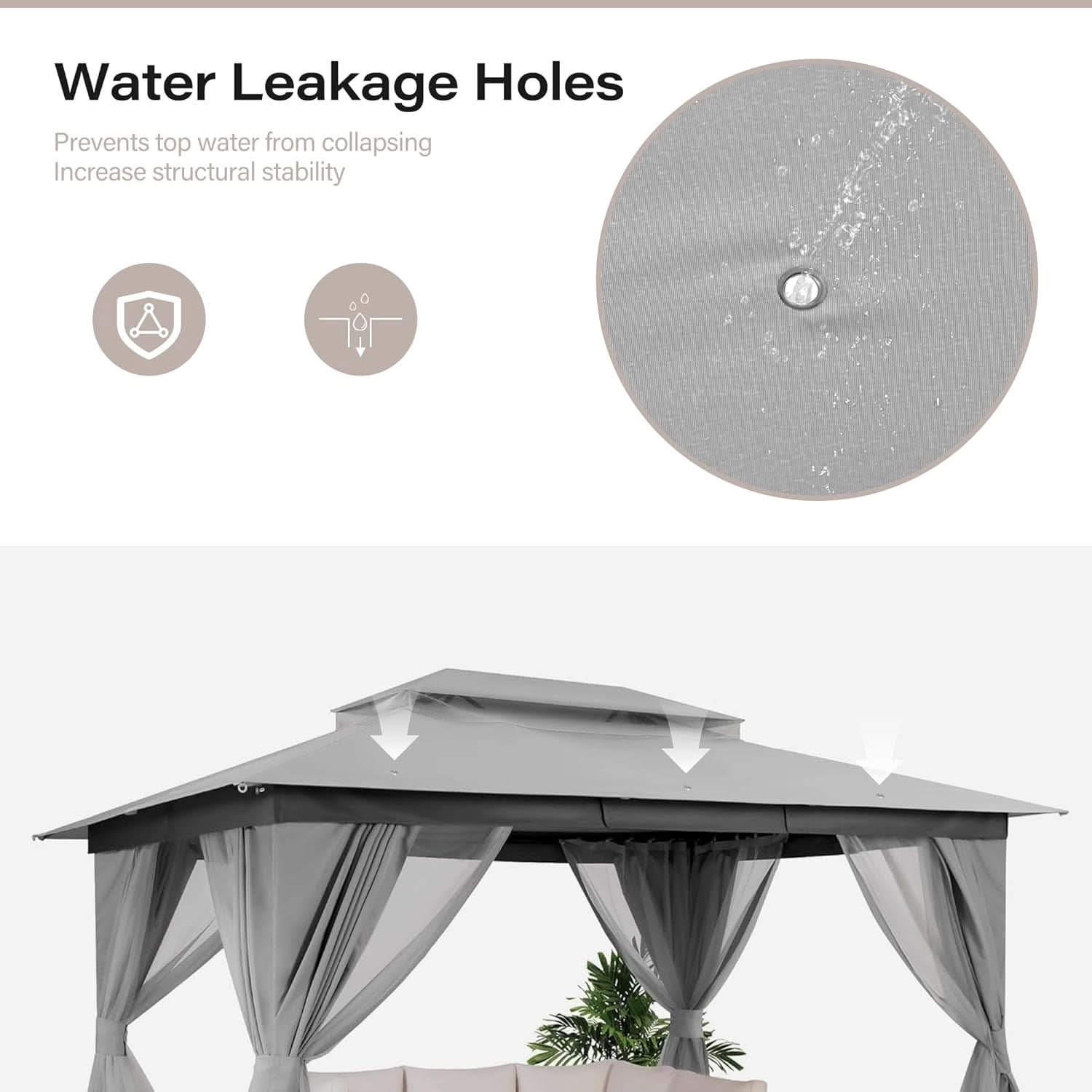 Outdoor Gazebo 10x13 With Mosquito Netting Weatherproof