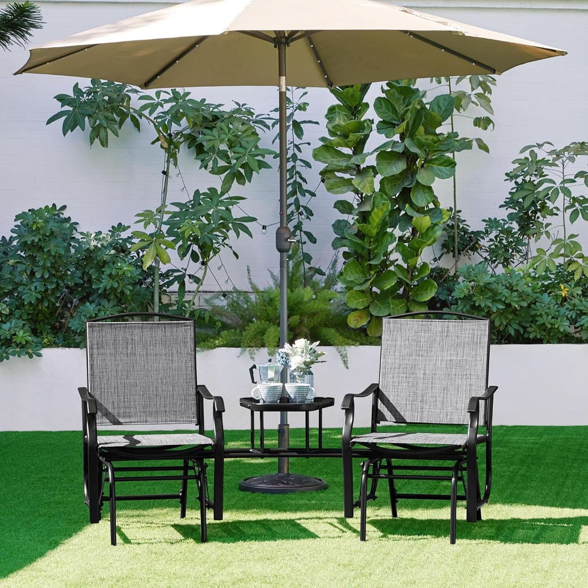 Outdoor Glider Chairs with Breathable Sling Fabric
