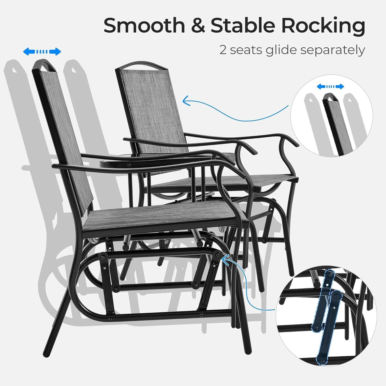 Outdoor Glider Chairs with Breathable Sling Fabric