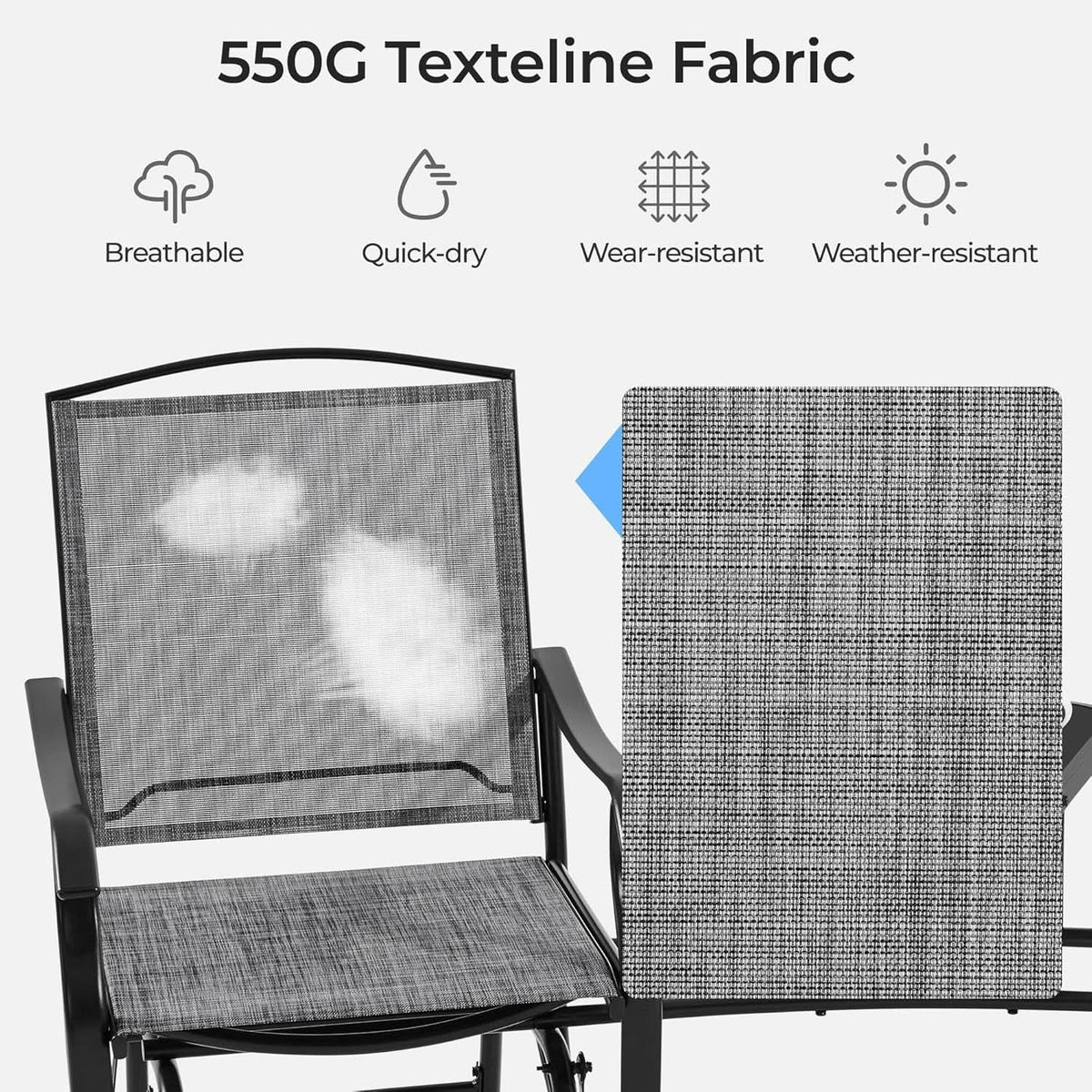 Outdoor Glider Chairs with Breathable Sling Fabric