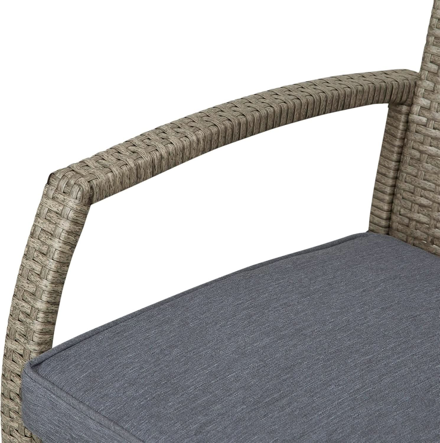 Outdoor Grey 3 Pc Rattan Wicker Bar Set With Wood Table