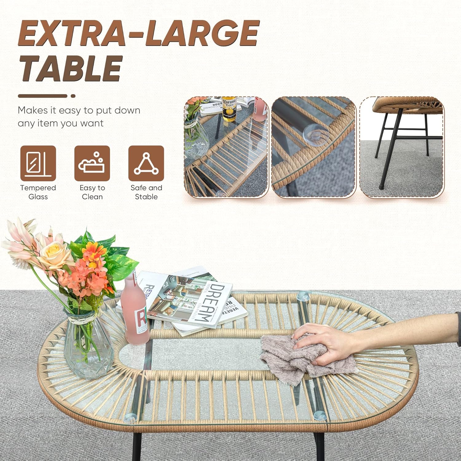 Outdoor L Shaped Patio Furniture Set White With Table