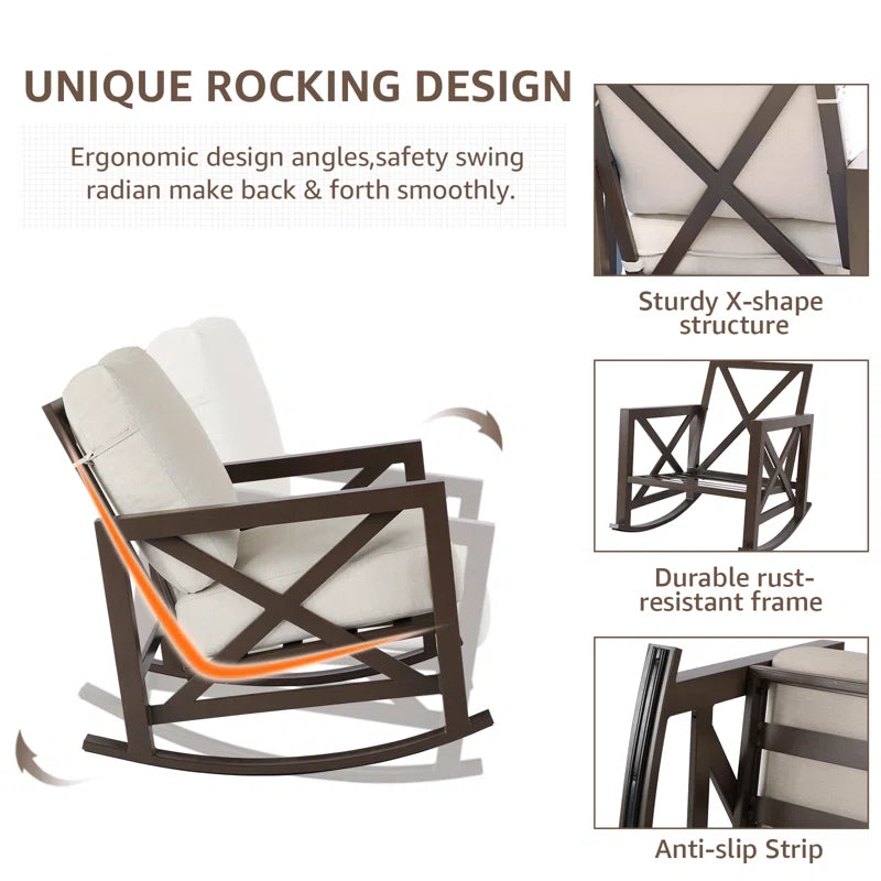 Outdoor Metal Frame Conversation Set With Thick Cushions