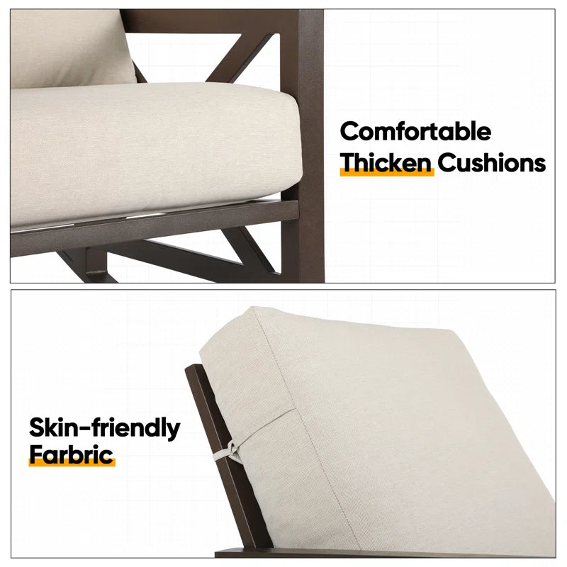 Outdoor Metal Frame Conversation Set With Thick Cushions