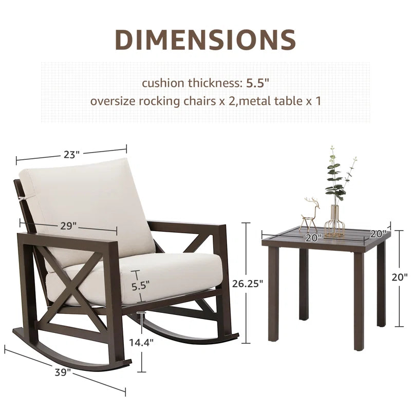 Outdoor Metal Frame Conversation Set With Thick Cushions